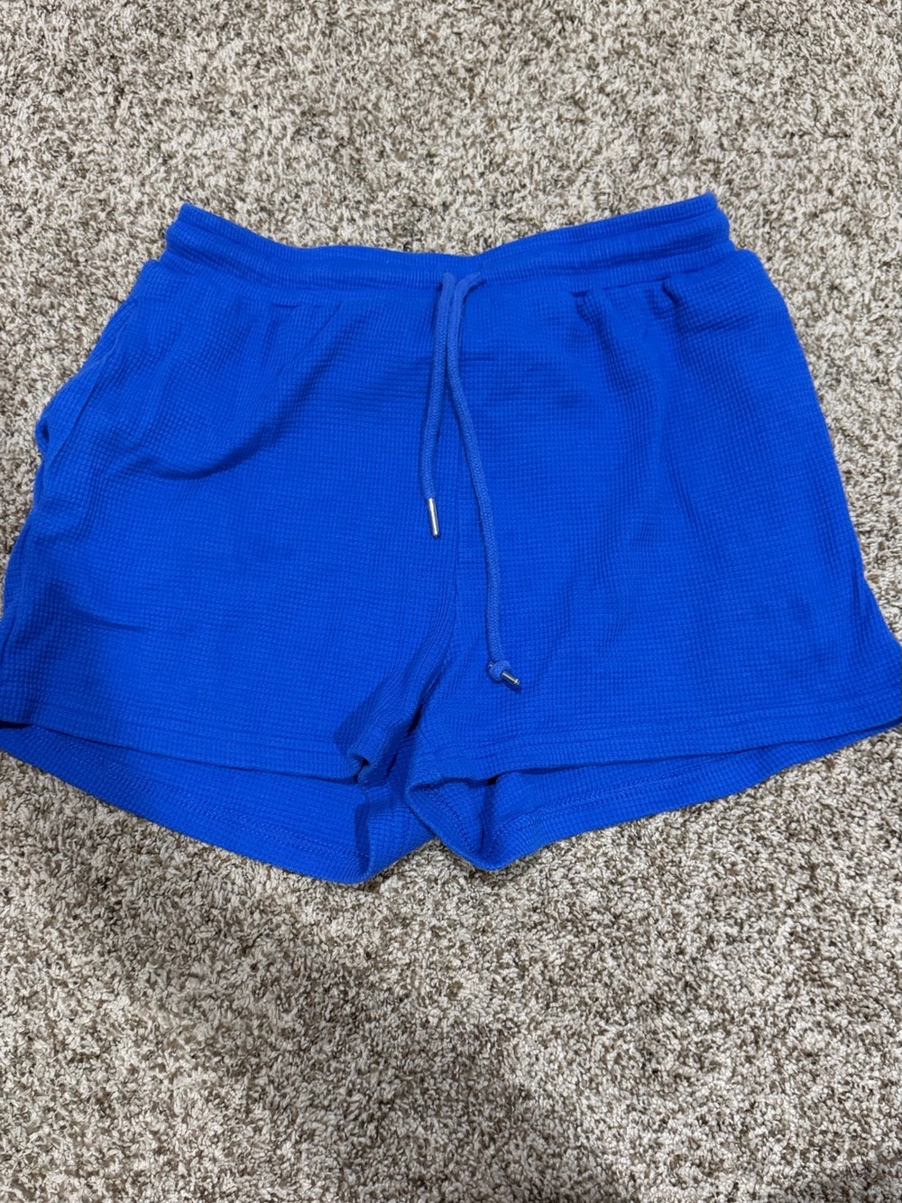 Amazon Women's Blue Waffle Drawstring comfy Shorts
